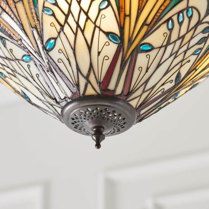 Endon 70750 - Lustră cu lanț Tiffany HECTOR 3xE27/60W/230V Ø 40 cm