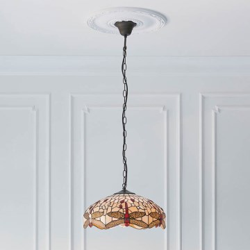 Endon 70824 - Lustru suspendat pe lanț Tiffany DRAGONFLY 3xE27/60W/230V, diametru 41 cm