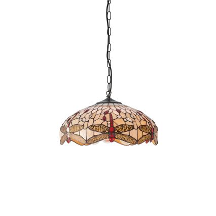 Endon 70824 - Lustru suspendat pe lanț Tiffany DRAGONFLY 3xE27/60W/230V, diametru 41 cm