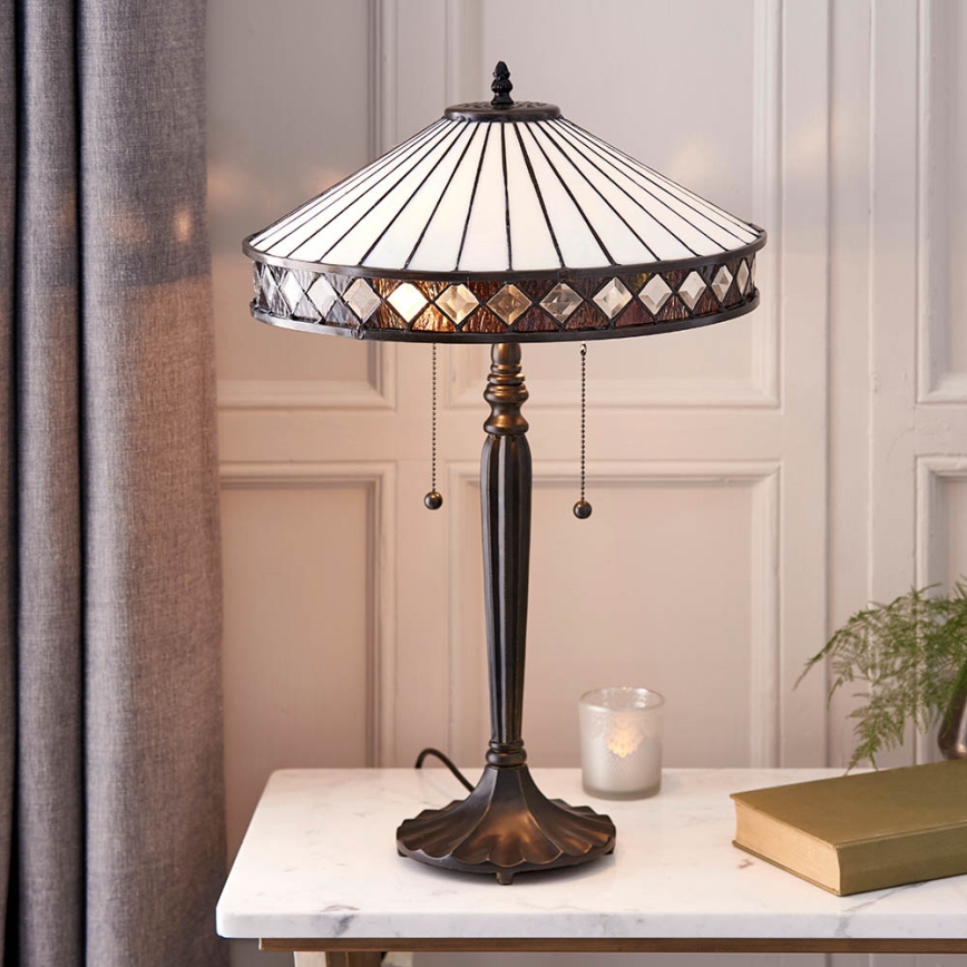 Endon 70935 - Lampă de masă Tiffany FARGO 2xE27/60W/230V, Ø 41,5 cm