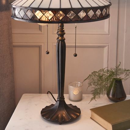 Endon 70935 - Lampă de masă Tiffany FARGO 2xE27/60W/230V, Ø 41,5 cm