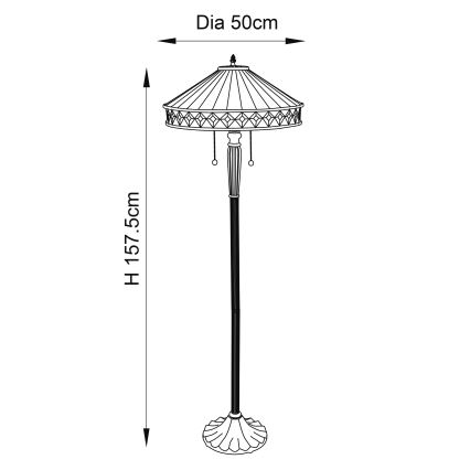 Endon 70936 - Lampă de podea Tiffany FARGO, 2xE27/60W/230V, Ø 50 cm
