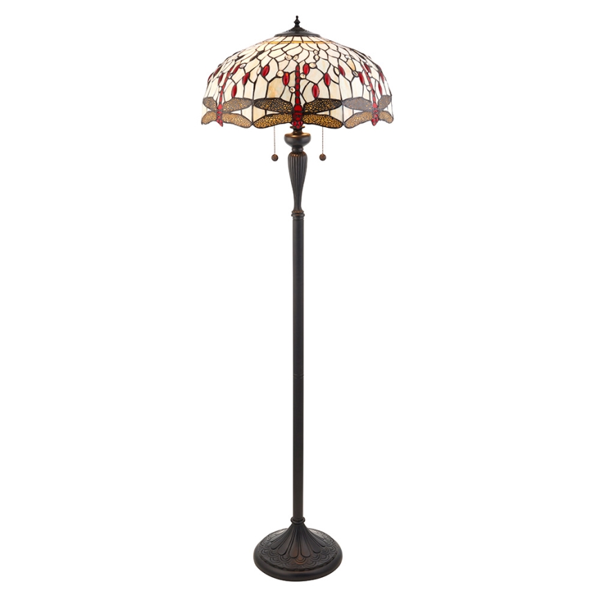 Endon 70940 - Lampadar Tiffany DRAGONFLY, 2x E27/60W/230V, Ø 50 cm