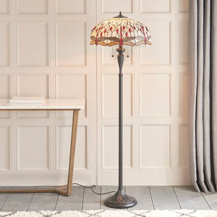 Endon 70940 - Lampadar Tiffany DRAGONFLY, 2x E27/60W/230V, Ø 50 cm