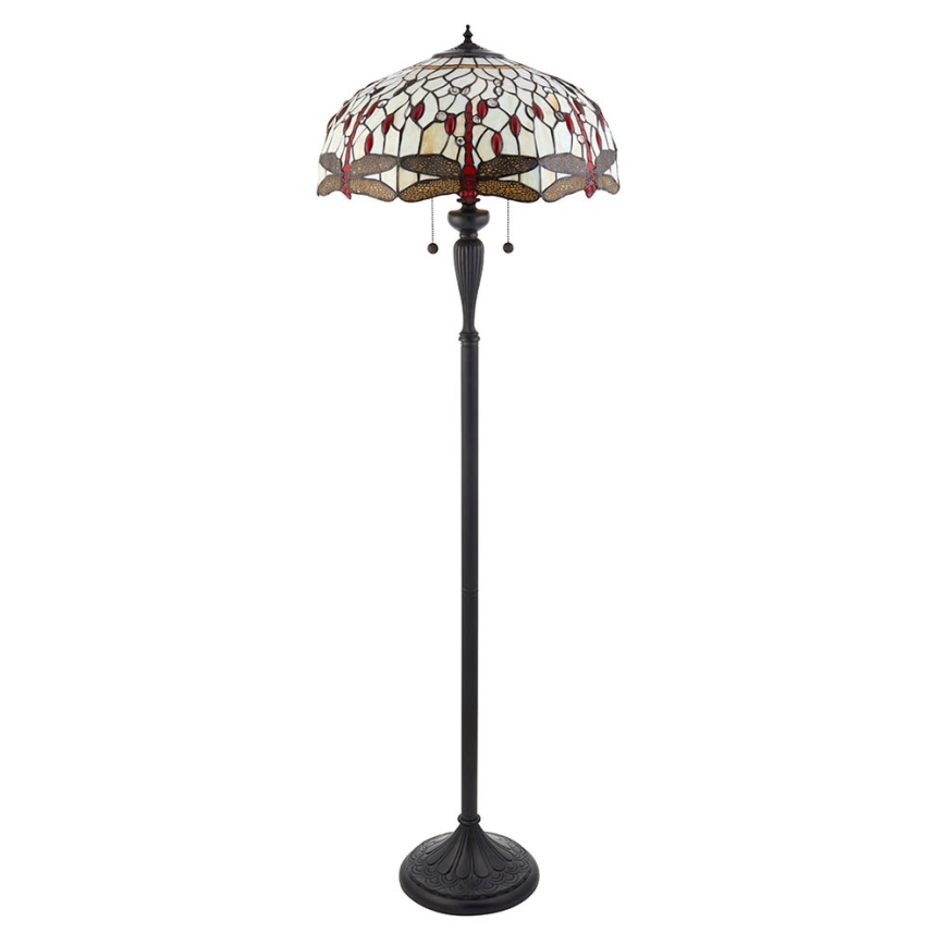 Endon 70940 - Lampadar Tiffany DRAGONFLY, 2x E27/60W/230V, Ø 50 cm
