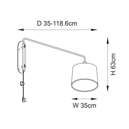 Endon 79380 - Aplică de perete CARLSON 1xE27/40W/230V gri/negru