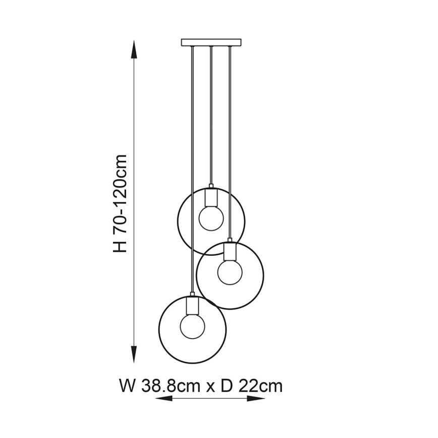 Endon 81922 - Pendul pe cablu HOOP 3xE27/40W/230V auriu/cupru/crom mat