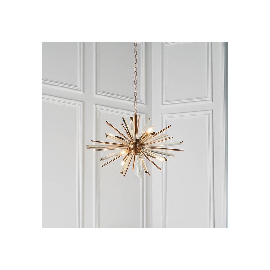 Endon 81936 - Candelabru suspendat cu lanț 6xE14/40W/230V, auriu