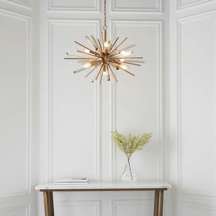 Endon 81936 - Candelabru suspendat cu lanț 6xE14/40W/230V, auriu