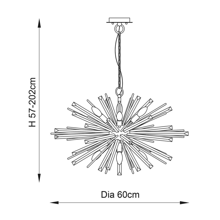 Endon 81936 - Candelabru suspendat cu lanț 6xE14/40W/230V, auriu