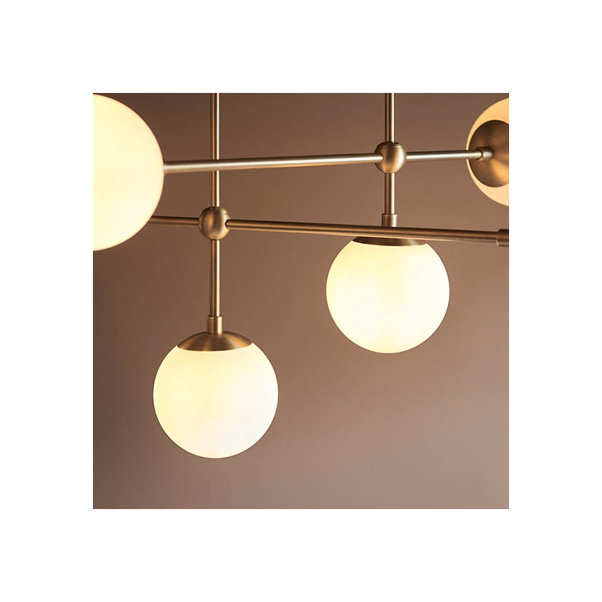 Endon 90842 - Lustră pe tijă ONTARIO, 6 x E14, 7 W, 230 V, alamă/albă