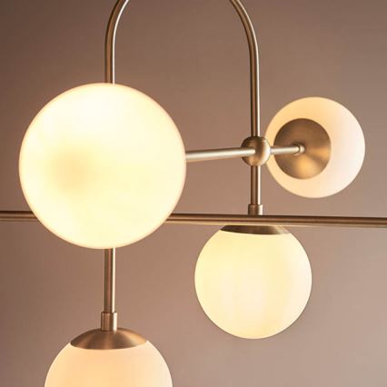 Endon 90842 - Lustră pe tijă ONTARIO, 6 x E14, 7 W, 230 V, alamă/albă