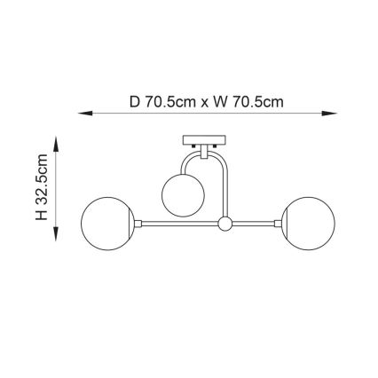 Endon 90843 - Lustră de tavan aplicată ONTARIO 4xE14/7W/230V alamă