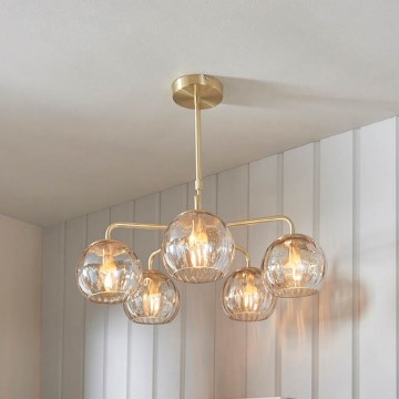 Endon 91969 - Candelabru pe tijă DIMPLE 5xE14/7W/230V auriu