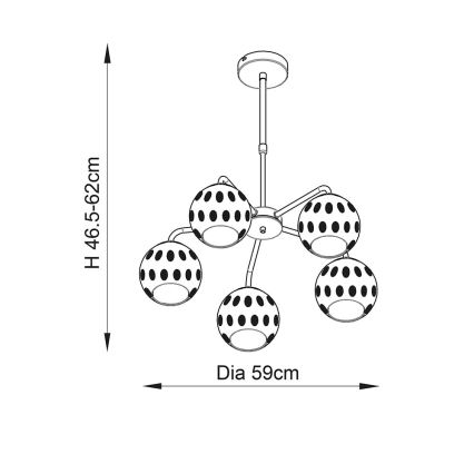 Endon 91969 - Lustră pe tijă DIMPLE 5xE14/25W/230V auriu
