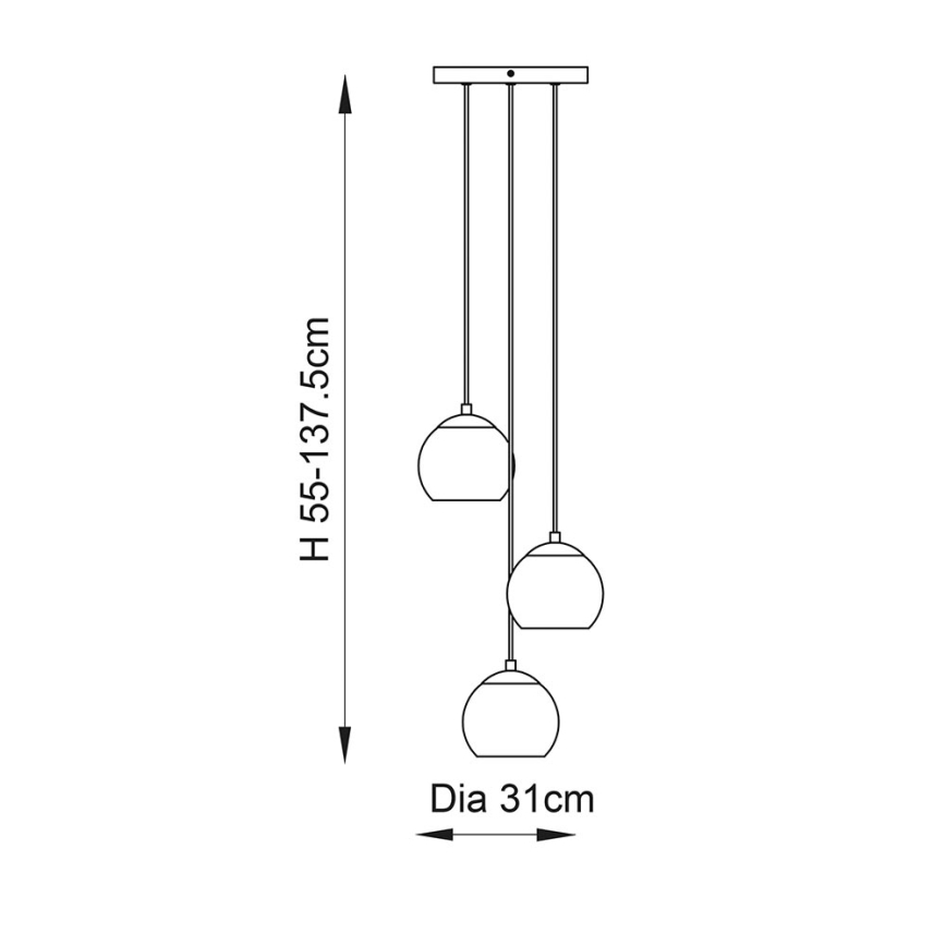 Endon 91971 - Candelabru suspendat pe cablu DIMPLE, 3xE14/25W/230V, auriu/bej fumuriu