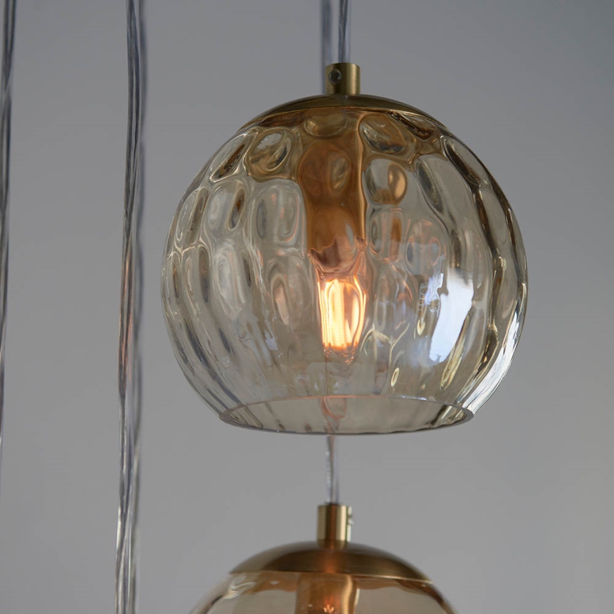 Endon 91972 - Lustră pe cablu DIMPLE 5xE14/7W/230V auriu/bej fumuriu