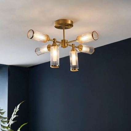 Endon 92213 - Lustru pe tija, 6 x G9 (3 W), 230 V, finisaj alamă