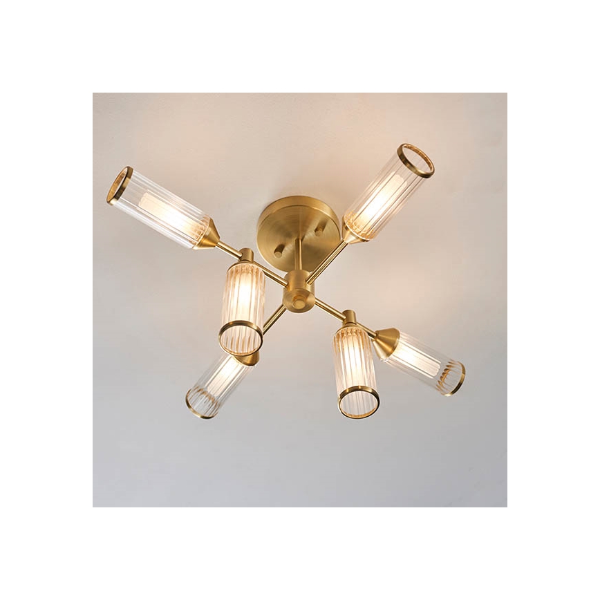 Endon 92213 - Lustru pe tija, 6 x G9 (3 W), 230 V, finisaj alamă