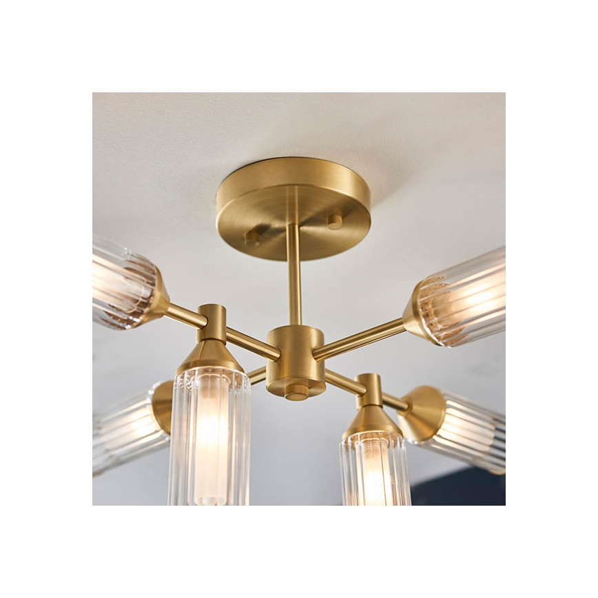 Endon 92213 - Lustru pe tija, 6 x G9 (3 W), 230 V, finisaj alamă