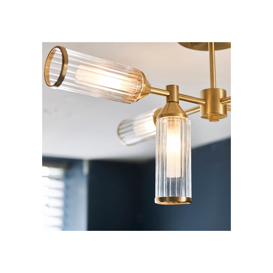 Endon 92213 - Lustru pe tija, 6 x G9 (3 W), 230 V, finisaj alamă