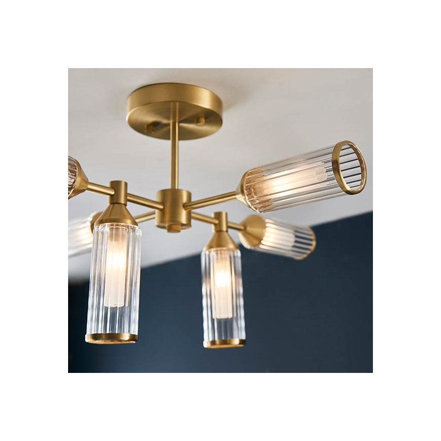 Endon 92213 - Lustru pe tija, 6 x G9 (3 W), 230 V, finisaj alamă