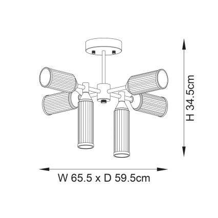 Endon 92213 - Lustru pe tija, 6 x G9 (3 W), 230 V, finisaj alamă