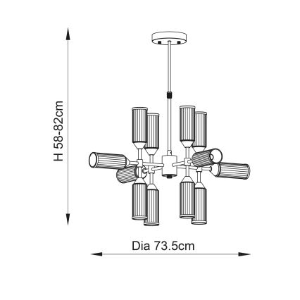 Endon 92214 - Candelabru pe tijă TOUR 12xG9/3W/230V, alamă