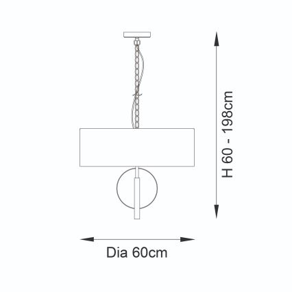 Endon 95212 - Lustru cu lanț 3xE27/10W/230V, Ø 60 cm, gri/alamă
