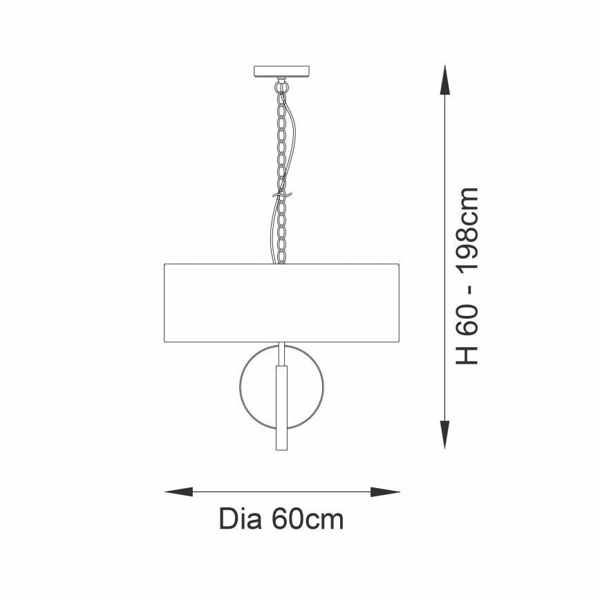 Endon 95212 - Lustru cu lanț 3xE27/10W/230V, Ø 60 cm, gri/alamă