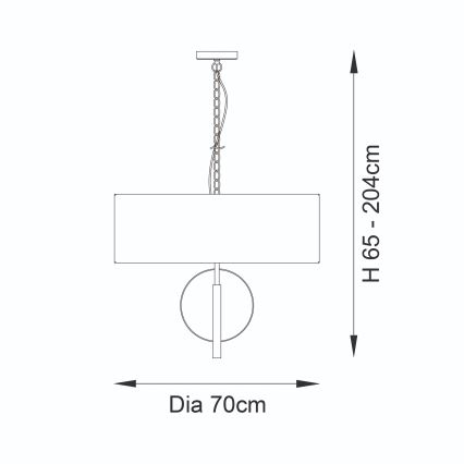Endon 95215 - Lustră suspendată pe lanț, 5 x E27, 10 W, 230 V, diam. 70 cm, gri