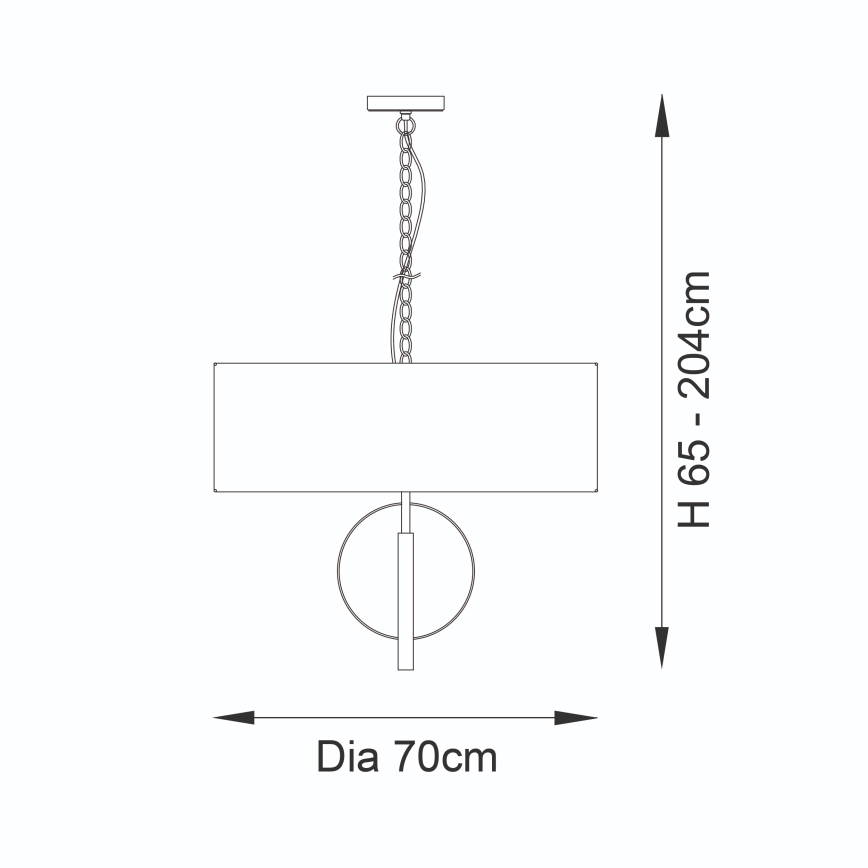 Endon 95215 - Lustră suspendată pe lanț, 5 x E27, 10 W, 230 V, diam. 70 cm, gri