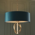 Endon 95219 - Candelabru pe lanț, 5x soclu E27, 10 W, 230 V, Ø 70 cm, albastru/alamă