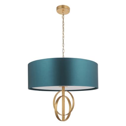 Endon 95219 - Candelabru pe lanț, 5x soclu E27, 10 W, 230 V, Ø 70 cm, albastru/alamă