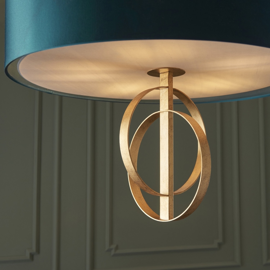 Endon 95219 - Candelabru pe lanț, 5x soclu E27, 10 W, 230 V, Ø 70 cm, albastru/alamă