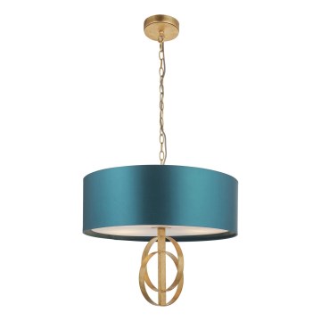 Endon 95220 - Candelabru suspendat pe lanț, 3x E27, 10W, 230V, Ø 60 cm, albastru/alamă