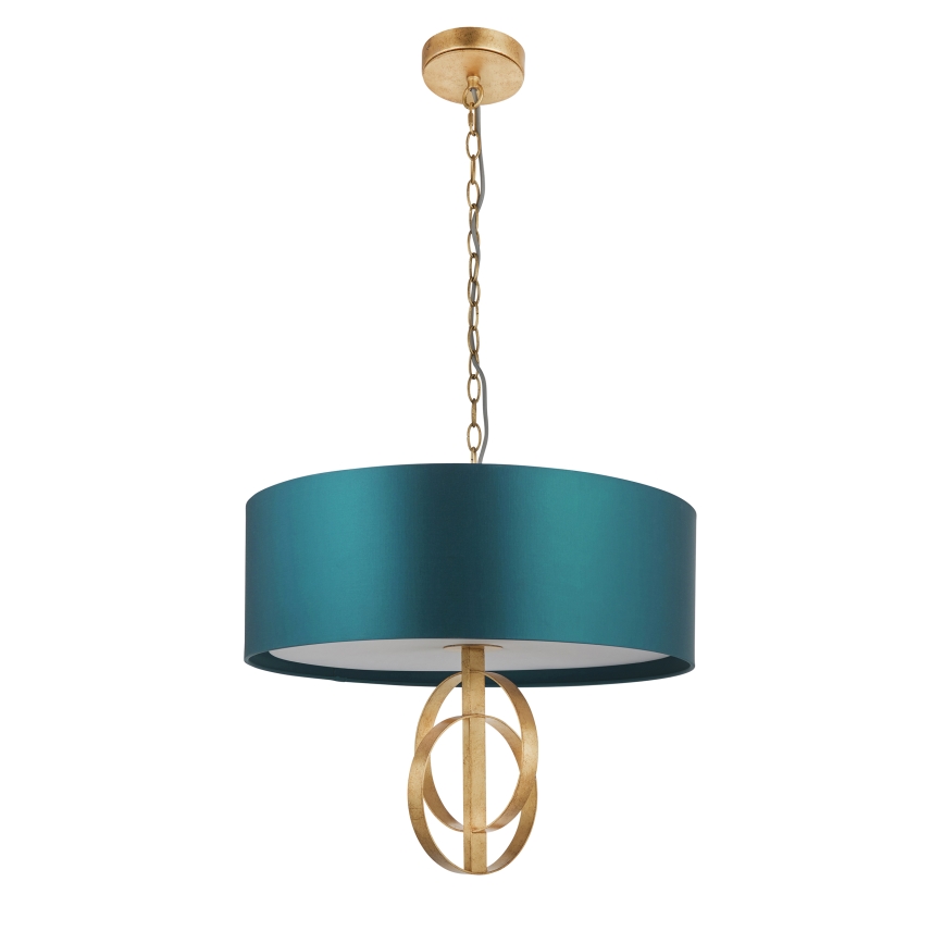 Endon 95220 - Candelabru suspendat pe lanț, 3x E27, 10W, 230V, Ø 60 cm, albastru/alamă