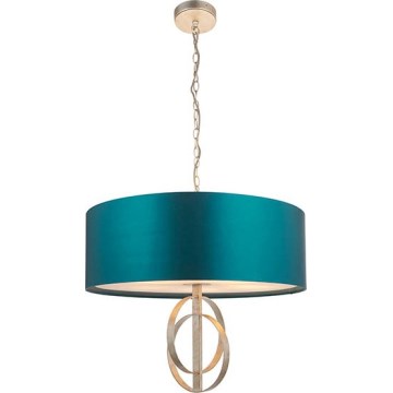 Endon 95223 - Candelabru cu lanț, 5xE27/10W/230V, Ø 70 cm, albastru/gri