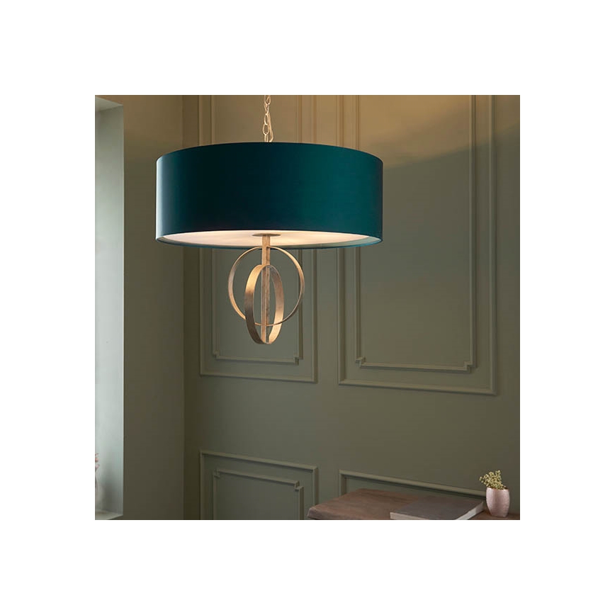 Endon 95223 - Candelabru cu lanț, 5xE27/10W/230V, Ø 70 cm, albastru/gri