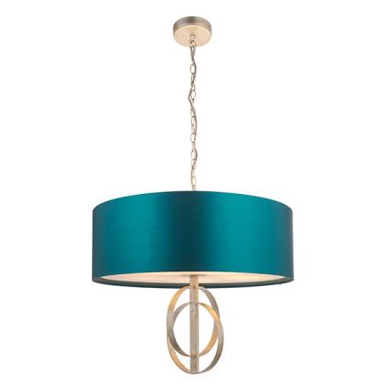 Endon 95223 - Candelabru cu lanț, 5xE27/10W/230V, Ø 70 cm, albastru/gri