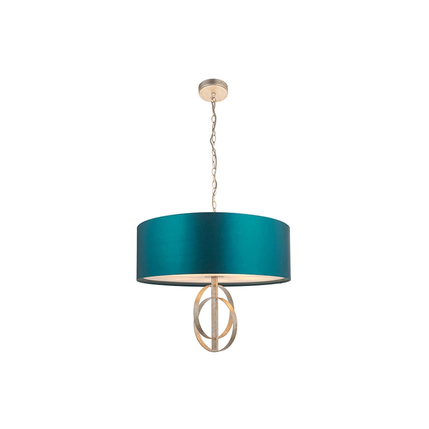 Endon 95223 - Candelabru cu lanț, 5xE27/10W/230V, Ø 70 cm, albastru/gri