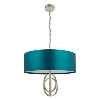 Endon 95223 - Candelabru cu lanț, 5xE27/10W/230V, Ø 70 cm, albastru/gri