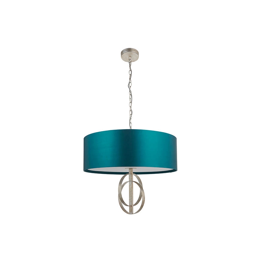 Endon 95223 - Candelabru cu lanț, 5xE27/10W/230V, Ø 70 cm, albastru/gri