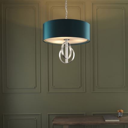 Endon 95224 - Lustru cu lanț, 3xE27/10W/230V, Ø 60 cm, albastru/gri
