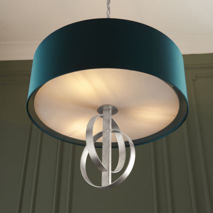 Endon 95224 - Lustru cu lanț, 3xE27/10W/230V, Ø 60 cm, albastru/gri