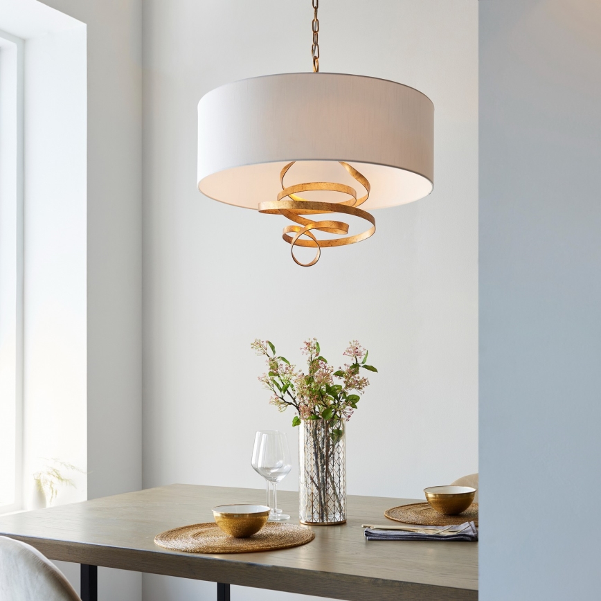 Endon 95268 - Lustră cu lanț, 3x soclu E14, 6W, 230V, Ø 60 cm, alb/alamă