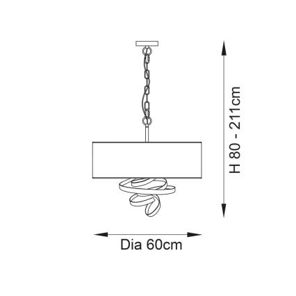 Endon 95268 - Lustră cu lanț, 3x soclu E14, 6W, 230V, Ø 60 cm, alb/alamă