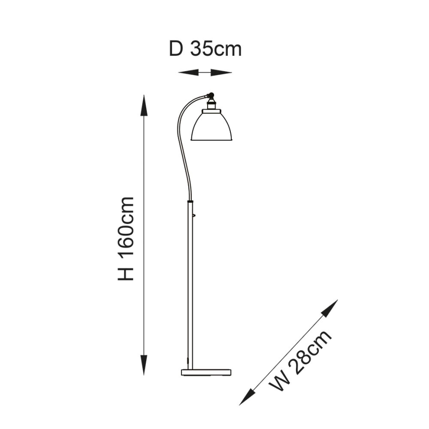 Endon 98748 - Lampadar FRANKLIN 1xE27/10W/230V alamă/negru
