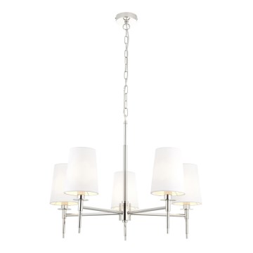 Endon 99457 - Candelabru suspendat pe lanț, 5xE14/6W/230V, crom lucios/alb