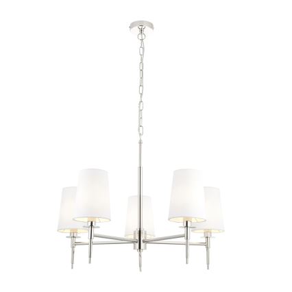 Endon 99457 - Candelabru suspendat pe lanț, 5xE14/6W/230V, crom lucios/alb